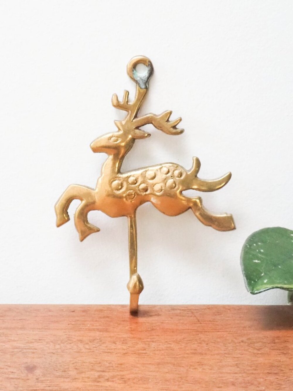 Brass Deer Hook - Vintage Brass Reindeer Hook - Farmhouse Christmas Decor